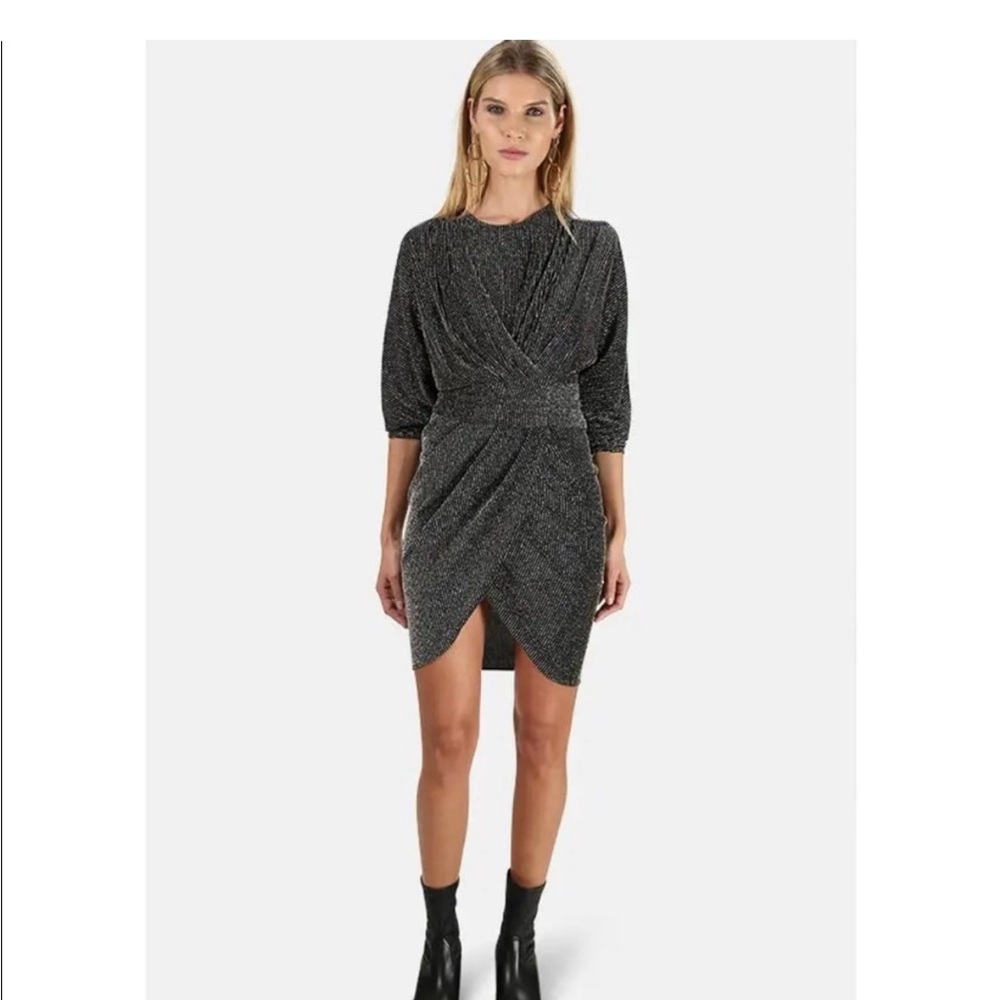 IRO Magnus Boat Neck Metallic Dress